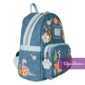 Loungefly Backpack Disney Dogs & Cats Faux Denim Fringe