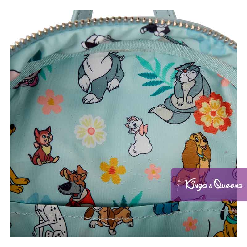 Loungefly Backpack Disney Dogs & Cats Faux Denim Fringe