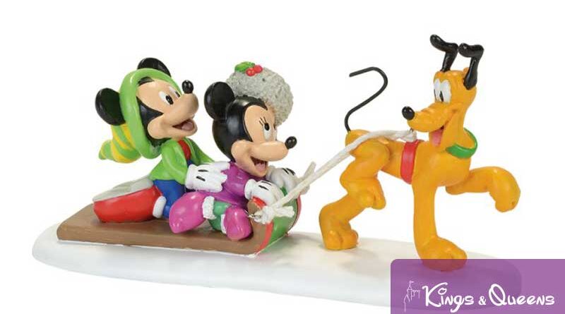 Pluto Toboggan Ride Disney Christmas Village Mickey Minnie Sleigh