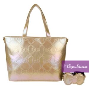 Loungefly Sanrio Hello Kitty 50th Anniversary Metallic Gold Tote Crossbody Bag With Coin Bag
