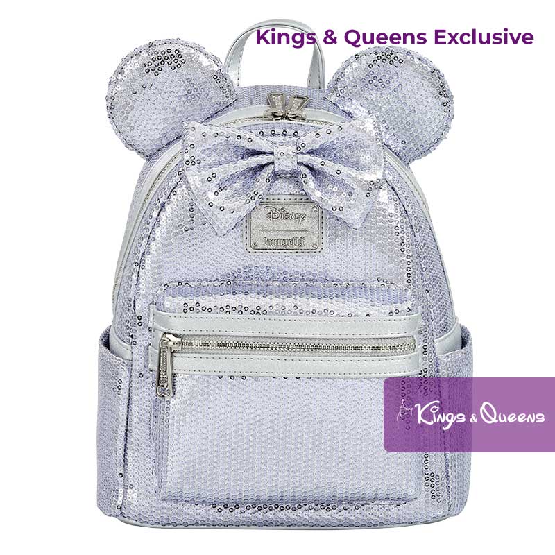 Disney Loungefly Backpack Minnie Mouse Silver Ear Exclusive Sequin