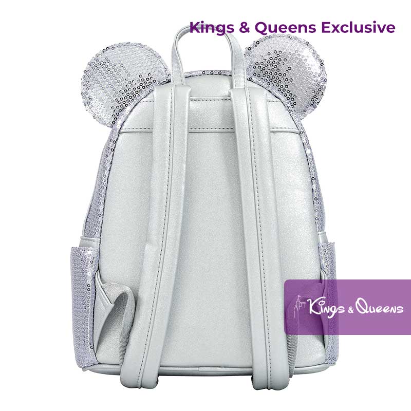 Disney Loungefly Backpack Minnie Mouse Silver Ear Exclusive Sequin