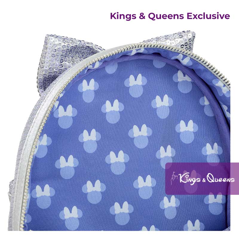 Disney Loungefly Backpack Minnie Mouse Silver Ear Exclusive Sequin