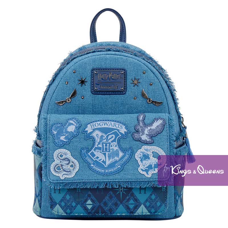 Loungefly Backpack Harry Potter Denim Hogwarts Gryffindor Slytherin Ravenclaw Hufflepuff