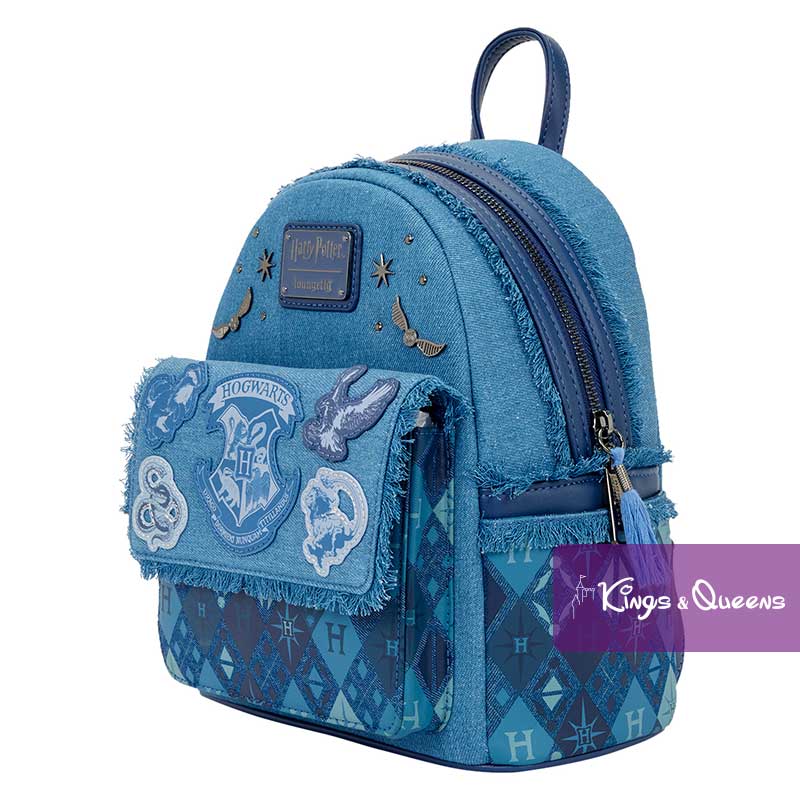 Loungefly Backpack Harry Potter Denim Hogwarts Gryffindor Slytherin Ravenclaw Hufflepuff