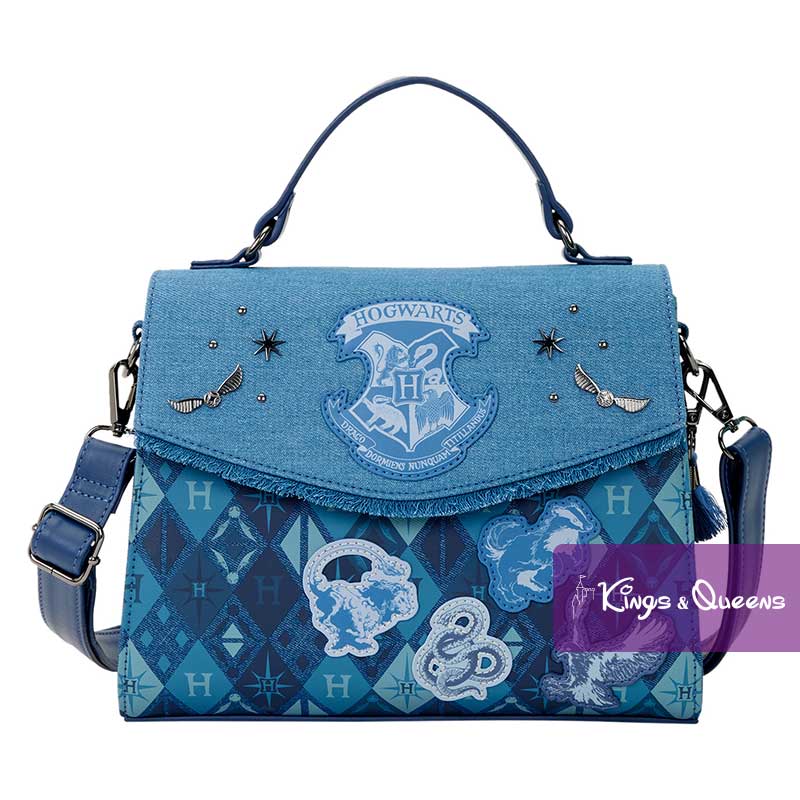 Loungefly Crossbody Bag Harry Potter Denim Hogwarts Gryffindor Slytherin Ravenclaw Hufflepuff