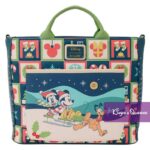 Loungefly Convertible Tote Bag Backpack Crossbody Bag Disney Mickey Minnie Pluto Holiday Christmas Winter Sleigh