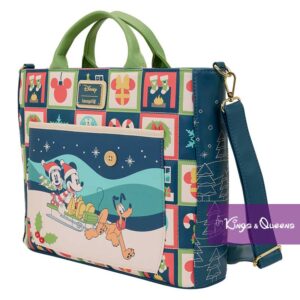 Loungefly Convertible Tote Bag Backpack Crossbody Bag Disney Mickey Minnie Pluto Holiday Christmas Winter Sleigh