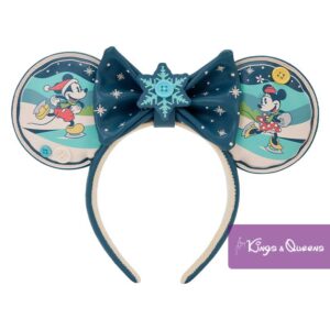 Loungefly Ear Headband Disney Mickey and Minnie Holiday Christmas Skating Winter
