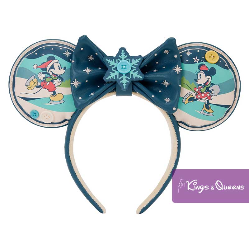 Loungefly Ear Headband Disney Mickey and Minnie Holiday Christmas Skating Winter
