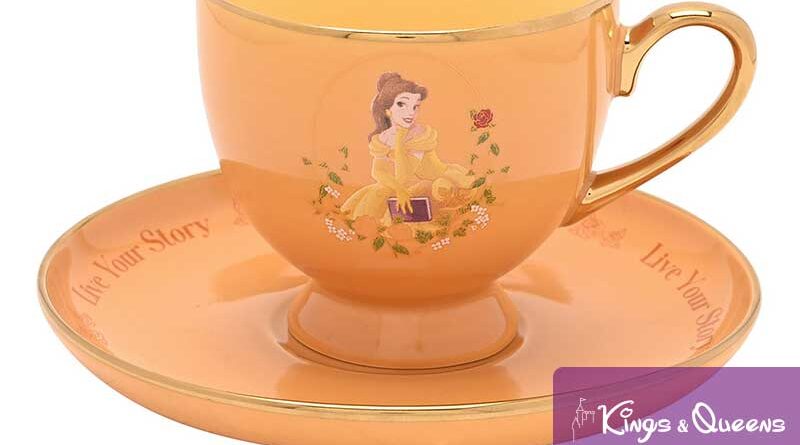 Disney Tea Coffee Cup Saucer Pastel Princess Belle Beauty Beast