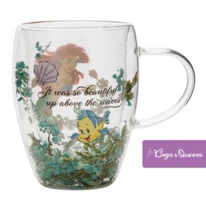 Disney Glass Tea Mug Dried Flower Princess Ariel Mermaid