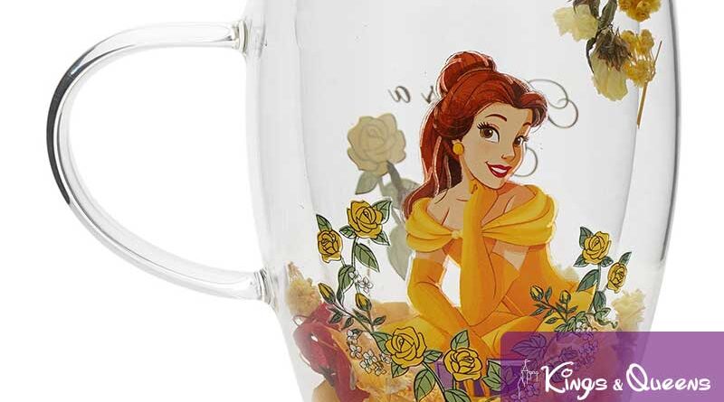 Disney Glass Tea Mug Dried Flower Beauty Beast Belle Princess