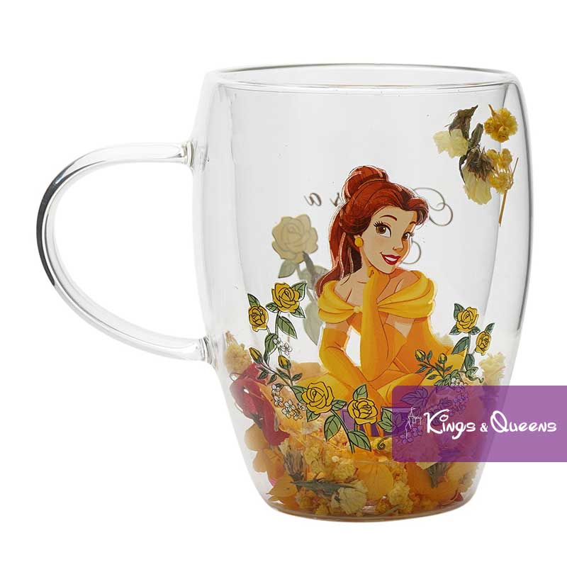 Disney Glass Tea Mug Dried Flower Beauty Beast Belle Princess