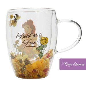 Disney Glass Tea Mug Dried Flower Beauty Beast Belle Princess