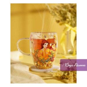 Disney Glass Tea Mug Dried Flower Beauty Beast Belle Princess