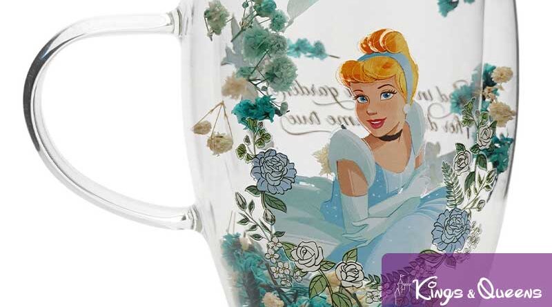 Disney Glass Tea Mug Dried Flower Princess Cinderella