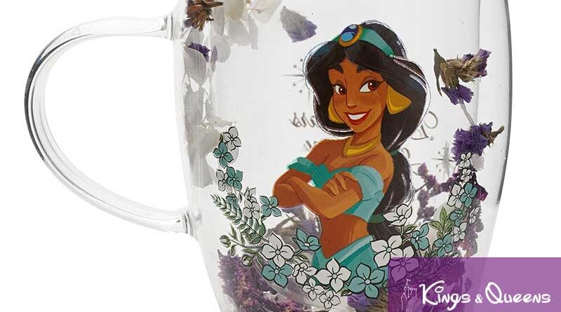 Disney Glass Tea Mug Dried Flower Princess Jasmine Aladdin