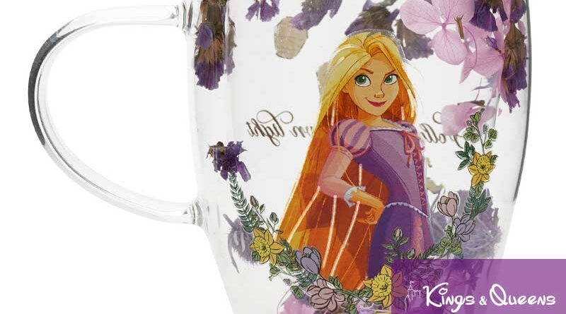 Disney Glass Tea Mug Dried Flower Princess Rapunzel Tangled