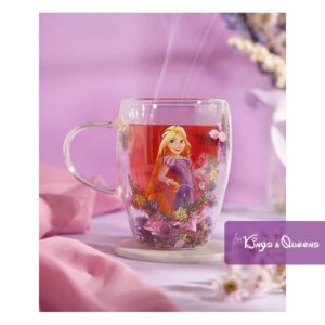 Disney Glass Tea Mug Dried Flower Princess Rapunzel Tangled