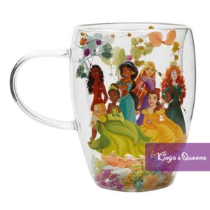 Disney Glass Tea Mug Dried Flower Princess Moana Tiana Jasmine Merida Belle Rapunzel