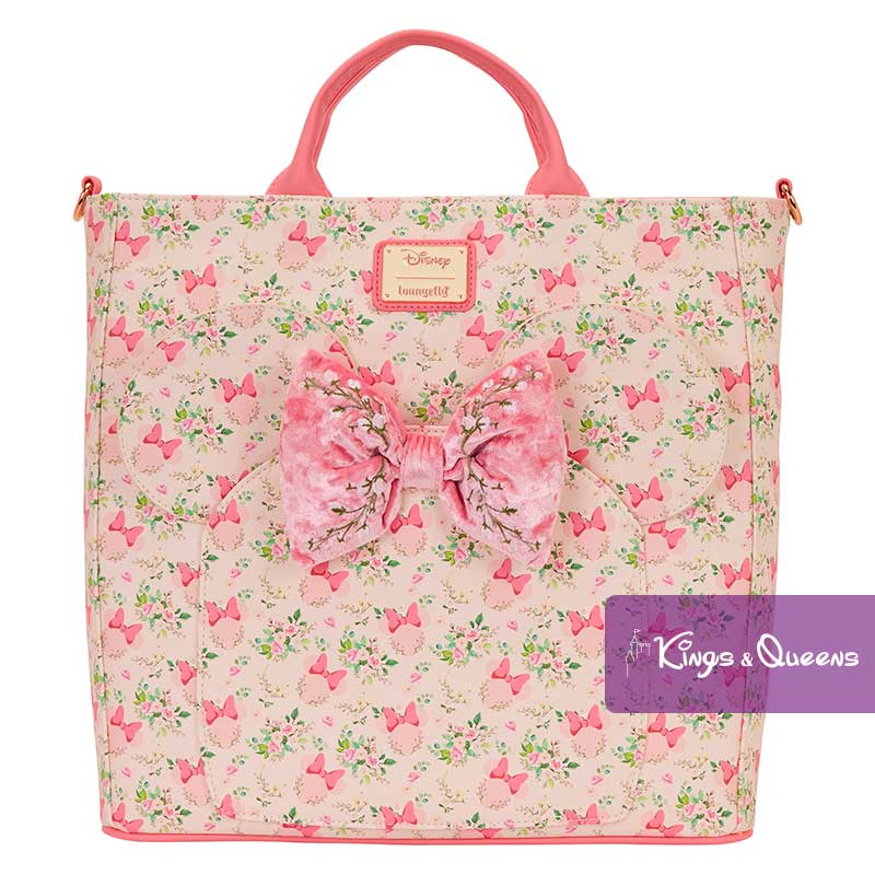 Disney Loungefly Tote Shoulder Bag Backpack Minnie Floral Flower Pink Bow