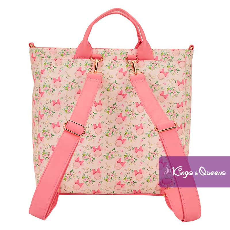 Disney Loungefly Tote Shoulder Bag Backpack Minnie Floral Flower Pink Bow