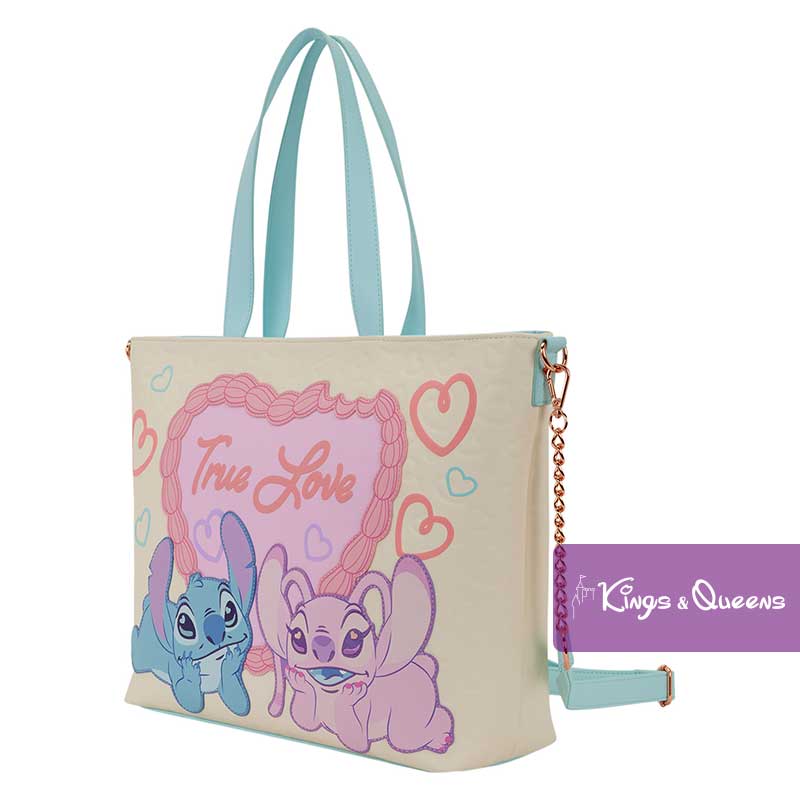Disney Loungefly Tote Shoulder Bag Stitch Angel Heart True Love Valentine