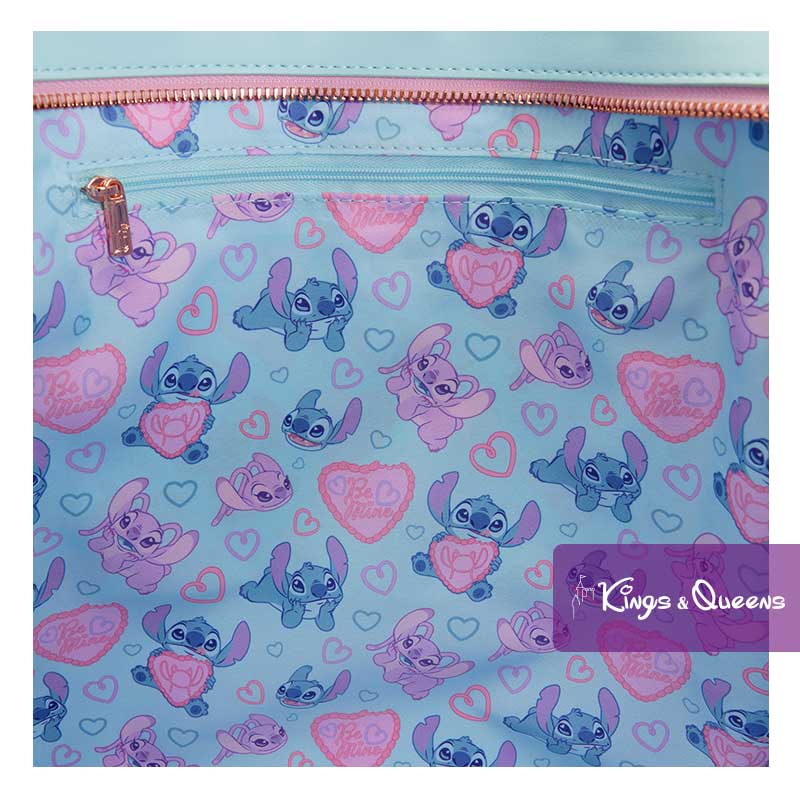 Disney Loungefly Tote Shoulder Bag Stitch Angel Heart True Love Valentine