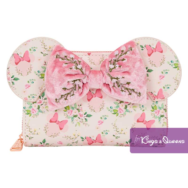 Disney Loungefly Wallet Minnie Floral Flower Pink Bow