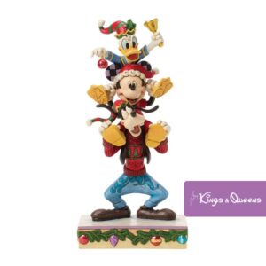 Disney Traditions Jim Shore Figurine Christmas Holiday Pile Up Mickey Donald Goofy 6018706