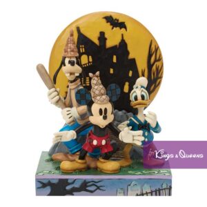 Disney Traditions Jim Shore Figurine Donald Mickey Goofy Look Out Ghosts 6017941
